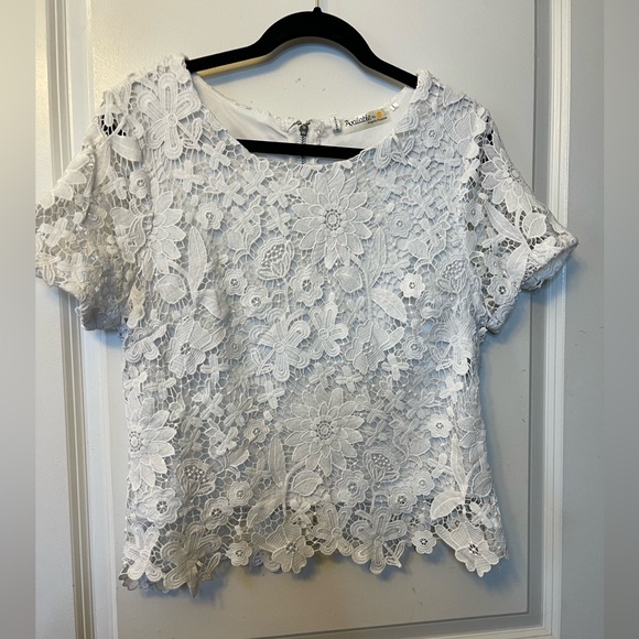 Available by. Angela Fashion White Lace Women's Top - Picture 1 of 6